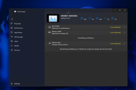 微软继续完善Windows 11的新版管理器:可查看应用和电池健康度